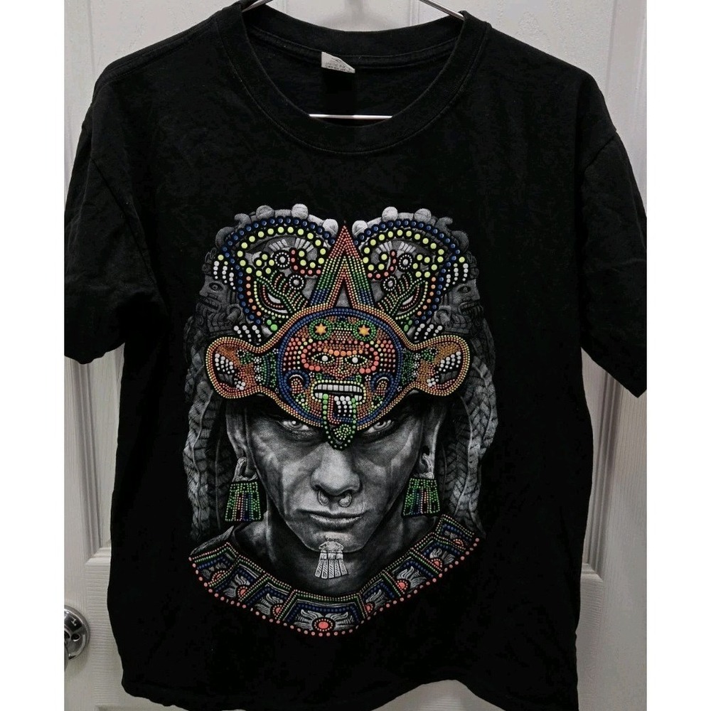 Wolf Rivera Graphic T Shirt Large‎ Black Tribal Warrior Art Mexico Streetwear